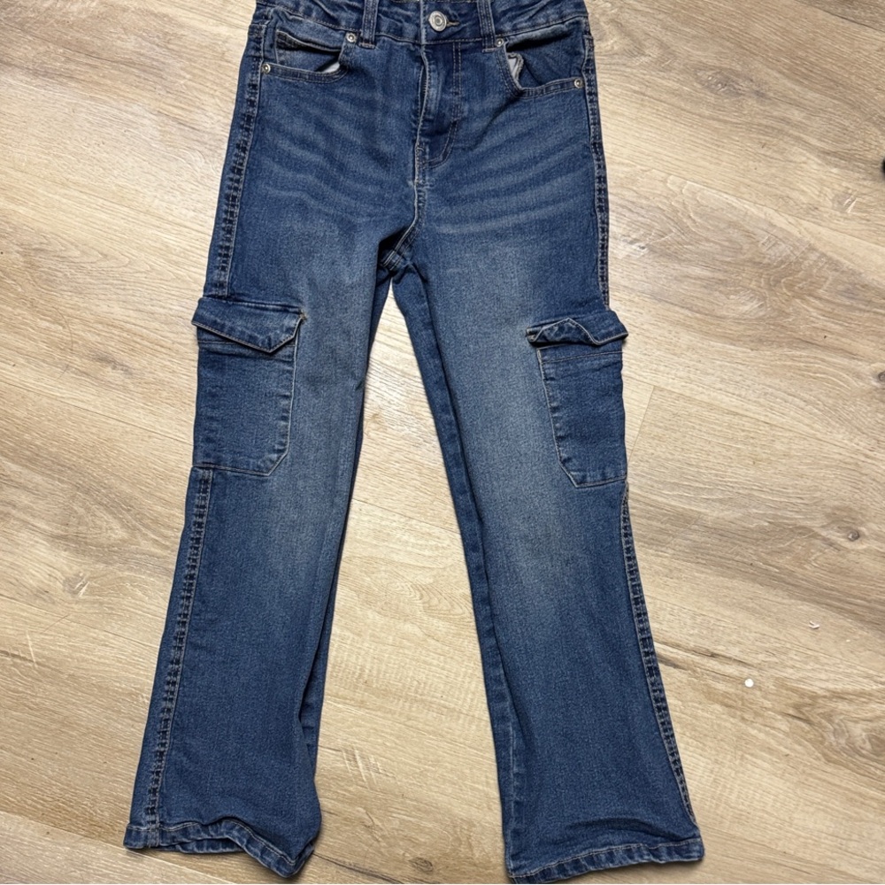 Girls Blue Cargo Jeans